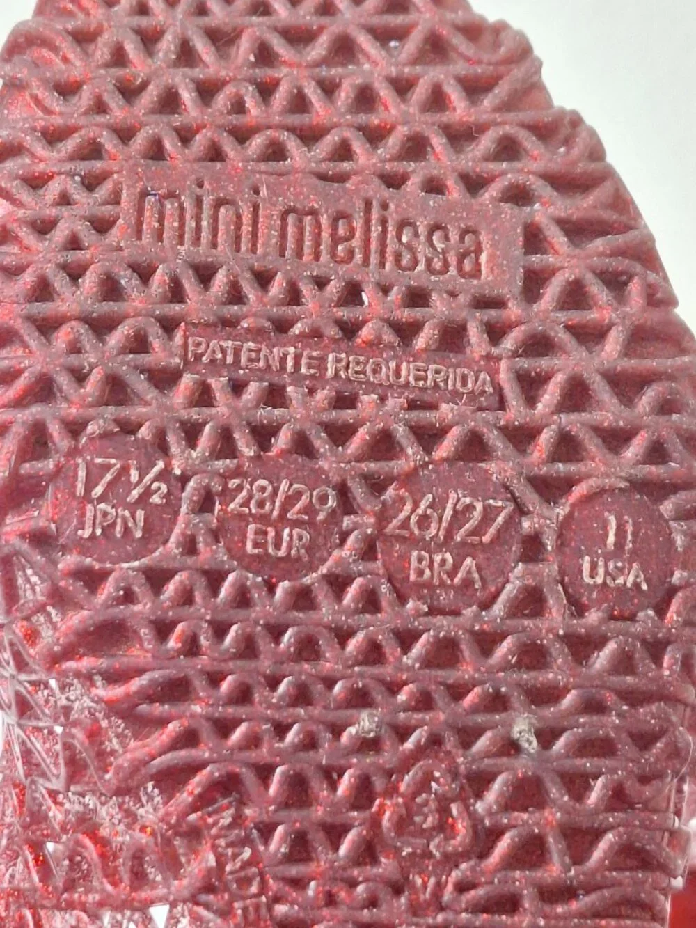 Mini Melissa Girls Red Glitter Mary Jane Dress Shoes